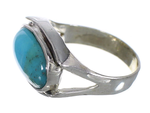 Southwestern Turquoise Silver Ring Size 7-1/2 QX83766